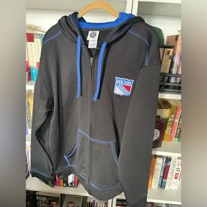 NHL Rangers Hockey Zip-up Black Hoodie